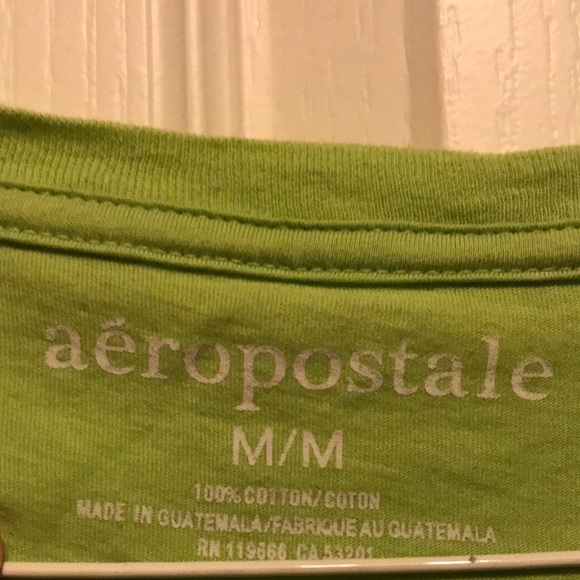 Women’s M Lime Green Glittery Aeropostale Tee - Picture 3 of 4